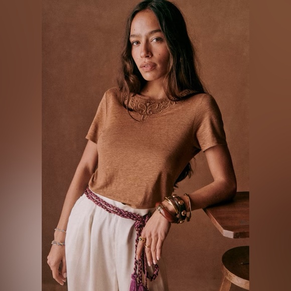 Sezane coffee Mina t shirt - Picture 1 of 4